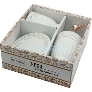 3 Parça Seramik Banyo Seti Antik Beyaz