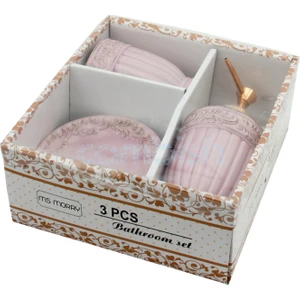 3 Parça Seramik Banyo Seti Antik Lila