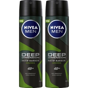 Men Deep Dimension Amazonia Sprey Deodorant 150 ml Erkek 2'li