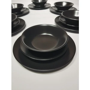 Mat Siyah 6 Kişilik Yemek Takımı 18 Parca