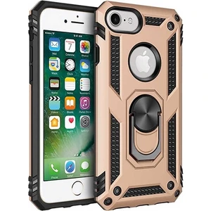 Tekno Grup Apple iPhone 8 Kılıf Yüzüklü Standlı Ultra Korumalı Manyetik Vega Kapak-Gold