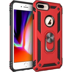 Tekno Grup Apple iPhone 7 Plus Kılıf Yüzüklü Standlı Ultra Korumalı Manyetik Vega Kapak-Kırmızı