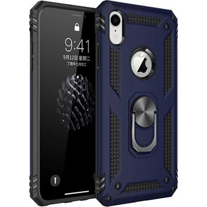 Tekno Grup Apple iPhone XR Kılıf Yüzüklü Standlı Ultra Korumalı Manyetik Vega Kapak-Lacivert