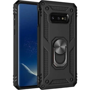 Tekno Grup Samsung Galaxy S10e Kılıf Yüzüklü Standlı Ultra Korumalı Manyetik Vega Kapak-Siyah