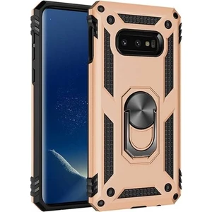 Tekno Grup Samsung Galaxy S10e Kılıf Yüzüklü Standlı Ultra Korumalı Manyetik Vega Kapak-Gold