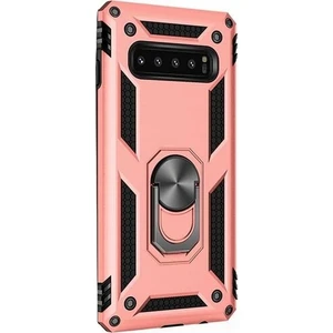 Tekno Grup Samsung Galaxy S10 Plus Kılıf Yüzüklü Standlı Ultra Korumalı Manyetik Vega Kapak-Rose