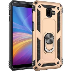 Tekno Grup Samsung Galaxy J4 Plus Kılıf Yüzüklü Standlı Ultra Korumalı Manyetik Vega Kapak-Gold