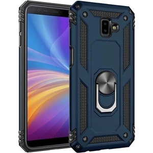 Tekno Grup Samsung Galaxy J6 Plus Kılıf Yüzüklü Standlı Ultra Korumalı Manyetik Vega Kapak-Lacivert