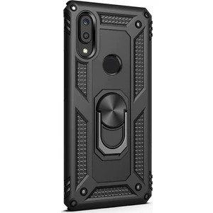 Tekno Grup Huawei Y7 2019 Kılıf Yüzüklü Standlı Ultra Korumalı Manyetik Vega Kapak-Siyah