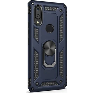 Tekno Grup Huawei Y7 2019 Kılıf Yüzüklü Standlı Ultra Korumalı Manyetik Vega Kapak-Lacivert