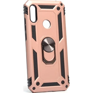Tekno Grup Huawei Y6 2019 Kılıf Yüzüklü Standlı Ultra Korumalı Manyetik Vega Kapak-Rose + Cam Ekran Koruyucu