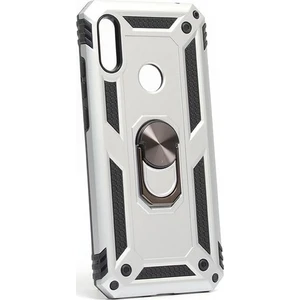 Tekno Grup Xiaomi Redmi Note 7 Kılıf Yüzüklü Standlı Ultra Korumalı Manyetik Vega Kapak-Gümüş + Tam Kaplayan 6D Nano Ekran Koruyucu