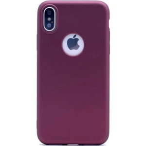 Tekno Grup Apple iPhone Xs Max Mat Premium Silikon Kılıf - Bordo + Cam Ekran Koruyucu