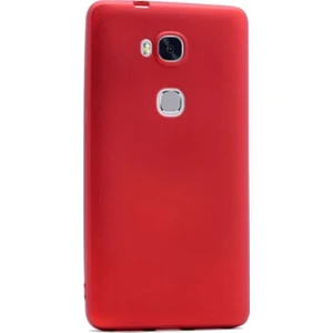 Tekno Grup Huawei Gr5 Mat Premium Silikon Kılıf - Kırmızı + Cam Ekran Koruyucu