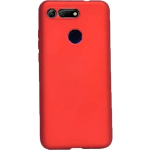 Tekno Grup Huawei Honor View 20 Kılıf Mat Premium Silikon Kılıf - Kırmızı + Cam Ekran Koruyucu