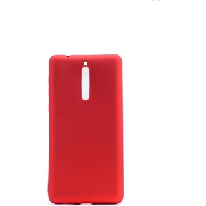 Tekno Grup Nokia 8 Mat Premium Silikon Kılıf - Kırmızı + Cam Ekran Koruyucu