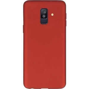 Tekno Grup Samsung Galaxy A6 Plus Mat Premium Silikon Kılıf - Kırmızı + Tam Kaplayan 6D Nano Ekran Koruyucu