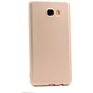 Tekno Grup Samsung Galaxy C7 Mat Premium Silikon Kılıf - Gold + Cam Ekran Koruyucu