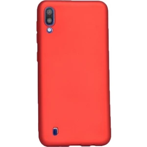 Tekno Grup Samsung Galaxy M10 Mat Premium Silikon Kılıf - Kırmızı + Cam Ekran Koruyucu
