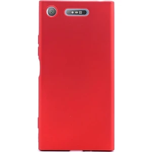 Tekno Grup Sony Xperia XZ1 Kılıf Mat Premium Silikon Kılıf - Kırmızı + Cam Ekran Koruyucu