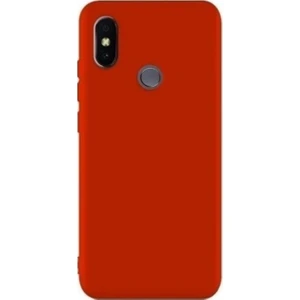 Tekno Grup Xioami Mi A2 Lite Mat Premium Silikon Kılıf - Kırmızı + Cam Ekran Koruyucu