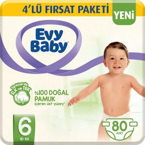 Evy Baby Bebek Bezi 6 Beden Ekstra Large 4'lü Fırsat Paketi 80 Adet