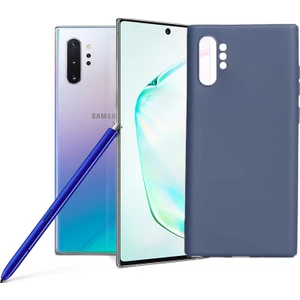 Case 4U Samsung Galaxy Note 10 Plus Kılıf Klasik Mat Renkli Yumuşak Premier Silikon Lacivert