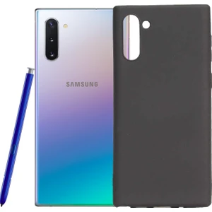 Case 4U Samsung Galaxy Note 10 Kılıf Klasik Mat Renkli Yumuşak Premier Silikon Siyah