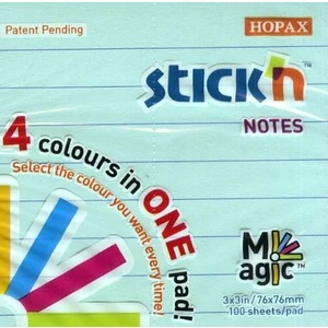 Stick'n Yapışkanlı Not Kağıdı 76 x 76 mm 4 Renk Çizgili 100 Yaprak