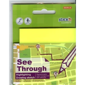 Stick'n Yapışkanlı Not Kağıdı 76 x 76 mm Saydam Sarı 50 Yaprak