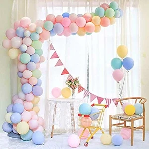 Zincir Balon Seti 100 Makaron Balon Soft Renklerde ve 5 m Zincir Aparatı