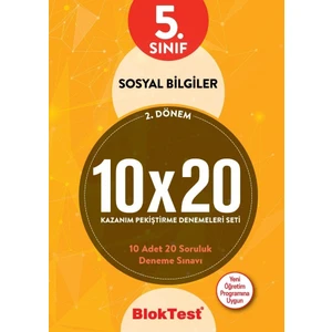Bloktest Yayınları 5. Sınıf  Sosyal Bilgiler 10 x 20 Kazanım Denemeleri 2. Dönem