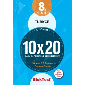 Bloktest Yayınları 8. Sınıf  Türkçe 10 x 20 Denemeleri 2. Dönem