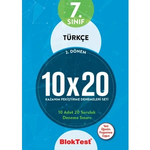 Bloktest Yayınları 7. Sınıf  Türkçe 10 x 20 Kazanım Denemeleri 2. Dönem