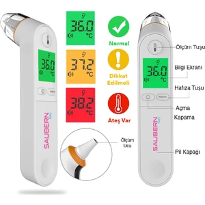 Saubern BNT9601 Kulaktan Ateş Ölçer - Dijital Termometre - Işıklı Ekran