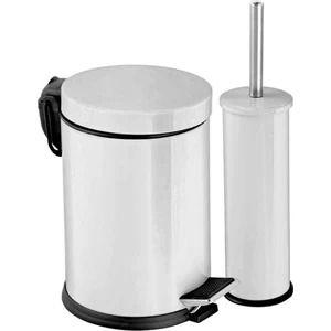 Beyaz 5 lt Pedallı Çöp Kovası + Klozet Fırçası