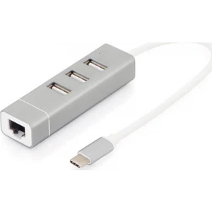 3 Port USB Tip C Hub & Fast Ethernet Lan Adaptörü