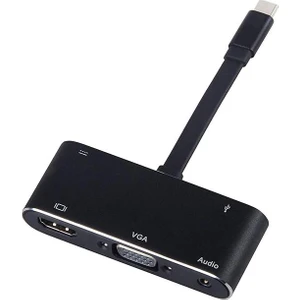 4348 USB 3.1 Type C To HDMI VGA 3.5mm USB 3.0 Çevirici Dönüştürücü Adaptör