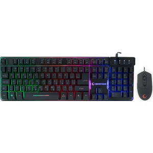 KM-RX9 Siyah USB Gökkuşağı Zemin Aydınlatmalı Croatian Layout Oyuncu Klavye Mouse Set