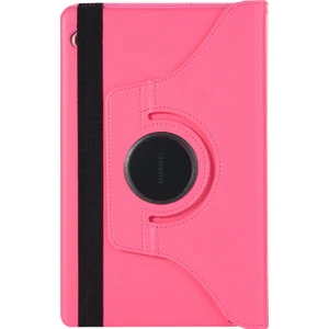 Huawei MediaPad T5 10'' Kılıf 360 Rotating Stand Deri Koyu Pembe