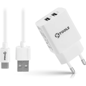 Ktools Life Çift Seyahat Şarj Cihazı 2.4A 12W Hızlı Şarj Adaptör ve Type-C Kablo