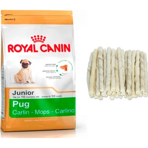 Royal Canin Pug Puppy Junior Yavru Köpek Maması 1,5 kg + 10'lu Sütlü Burgu Kemik
