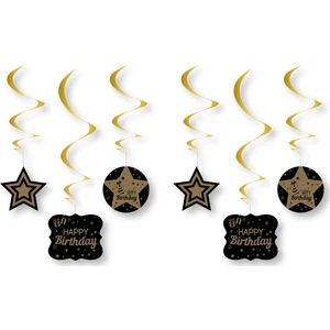 Happy Birthday Altın Spiral Sarkıt Süs 6'lı