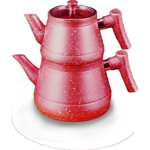 MTL-200470 Kırmızı Bakalit Kulplu Granit Çaydanlık