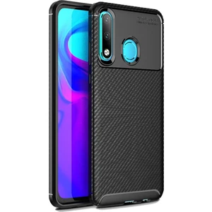 Huawei Honor 20 Lite Maxy Serisi Carbon Fiber Silikon Kılıf - Siyah