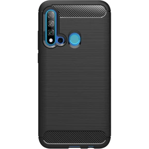 Huawei P20 Lite 2019 Brushed Carbon Fiber Silikon Kılıf - Siyah