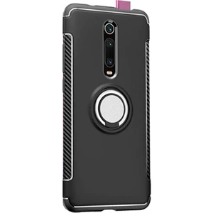 Xiaomi Redmi K20 Pro Yüzük Standlı Armor Silikon Kılıf - Siyah