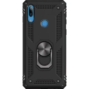 Xiaomi Redmi Note 7 - Redmi Note 7 Pro Anka Serisi Yüzük Standlı Armor Kılıf - Siyah