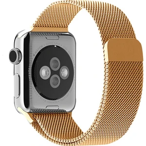 Apple Watch Series SE/11/10/9/8/7/6/5/4/3 46mm-45mm-44mm Uyumlu Milano Loop Çelik Kordon Gold