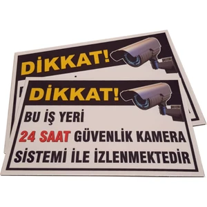 Umut Reklam Bu Iş Yeri 24 Saat Kamera İle İzlenmektedir Uyarı Levhası 50X30 Beyaz (3mm Kompozit)